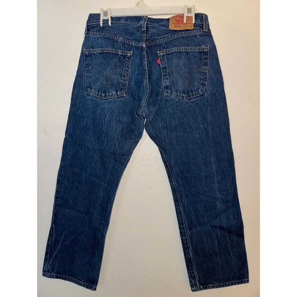 Vintage Levi's 501xx Men's W32 100% Cotton Dark Wash Button Fly Jeans (Hemmed)